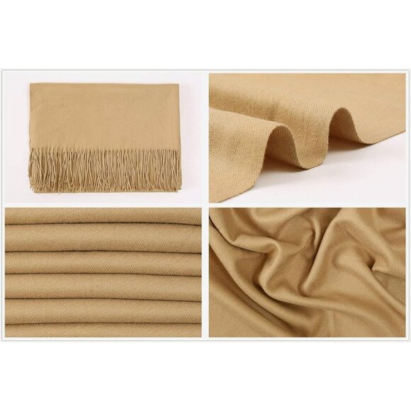 ⚡Women's Camel Pashmina Shawls Evening Dress Bridesmaid Winter Warm Long Scarf - Picture 6 of 7